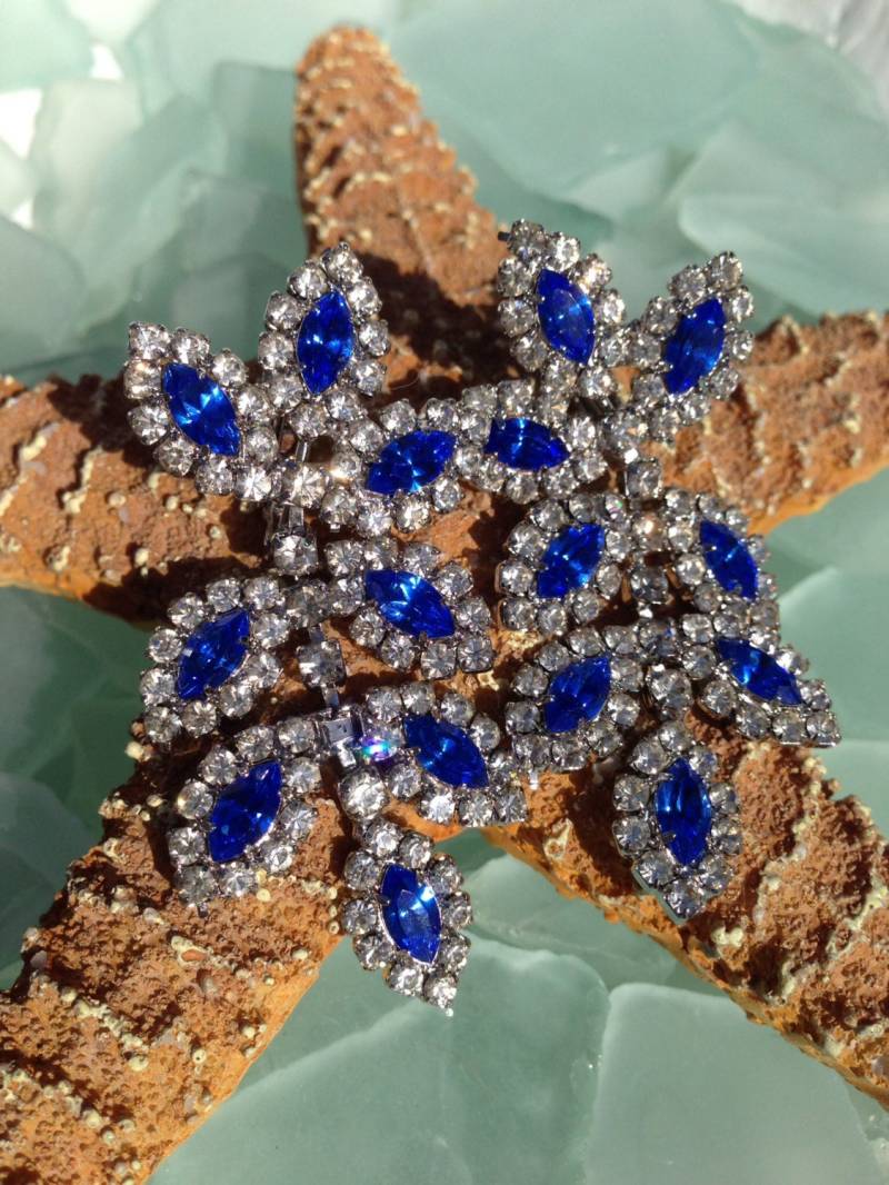 Caviar Dreams Vintage Royal Blau Und Klare Strass Swing Ohrringe - Etsy Andersonhs von andersonhs