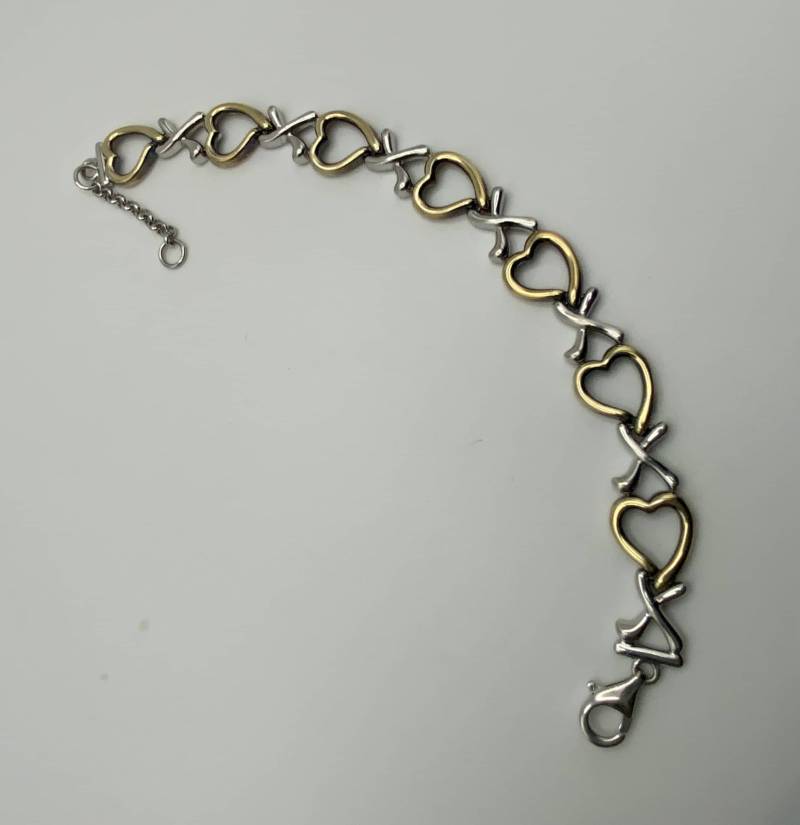 Caviar Dreams - Vintage Sterling Silber Und Gold Herz Küsse Armband 18 1/4 21 cm Etsy Andersonhs von andersonhs