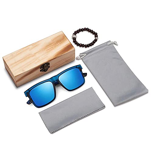 andisi Sonnenbrille Personalisiert Gravierte Männer Polarisierte Holz Sonnenbrille Personalisierte Design Frauen Sonnenbrille Holz Rahmen Gläser Groomsmen Geschenk (Blau) von andisi