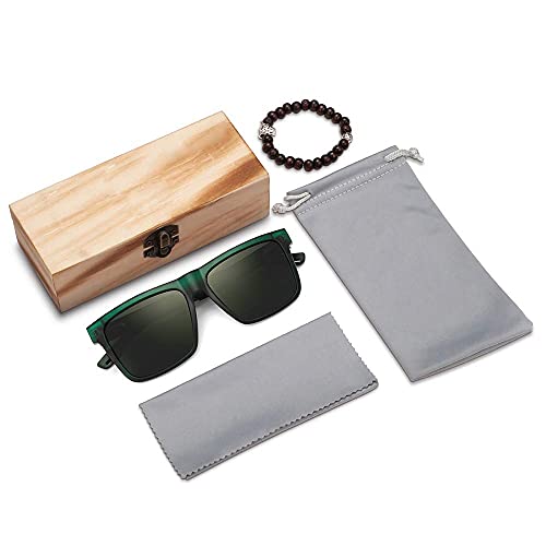 andisi Sonnenbrille Personalisiert Gravierte Männer Polarisierte Holz Sonnenbrille Personalisierte Design Frauen Sonnenbrille Holz Rahmen Gläser Groomsmen Geschenk (Grün) von andisi