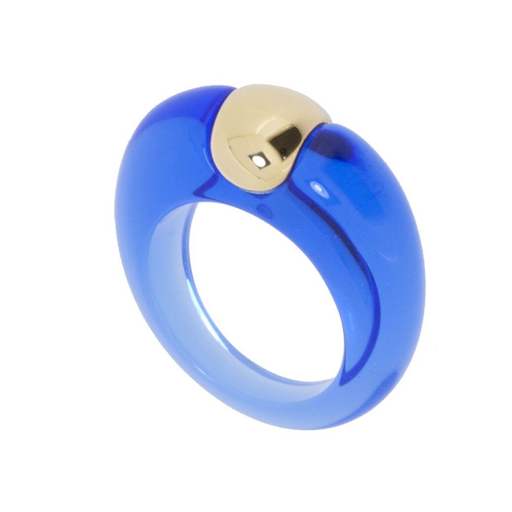 Ring Aus Blauem Harz Und Godron 18 Karat Gold Ring Aus Blauem Harz Und Godron 18 Karat Gold von andrebenitah