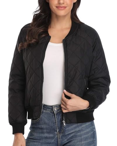andy & natalie Damen Bomberjacke gesteppt Langarm Reißverschluss Raglanjacke Taschen - - 46 DE/48 DE/XL von andy & natalie