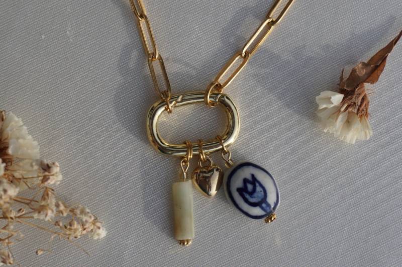 Goldene Halskette Mit Anhängern | Charms Personalisierbar Baue Deine Eigene Anhänger Kette Karabiner Verschluss von anemoo