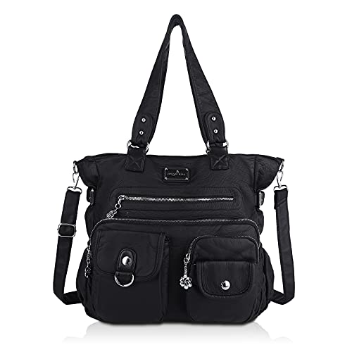 Angel Kiss Geldbörsen und Handtasche für Damen, weiches PU-Leder, Schulter-Handtasche für Damen, Tragetasche mit Tragegriff oben, Schwarz, Einheitsgröße von Angel Kiss