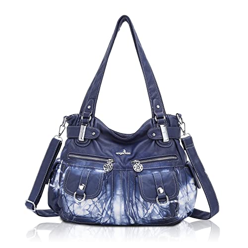 Angel Kiss Tasche Damen Handtasche Schultertasche Damenhandtasche Umhängetaschen Lederhandtasche Tragetasche Tote Shopper Groß Hobo Taschen Henkeltaschen (Tie Dye Blau) von Angel Kiss