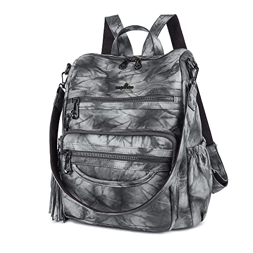 Damen Taschen Rucksack Geldbörse PU Leder Reißverschluss Taschen Casual Rucksäcke Schultertaschen …….., Z-14black grey von Angel Kiss