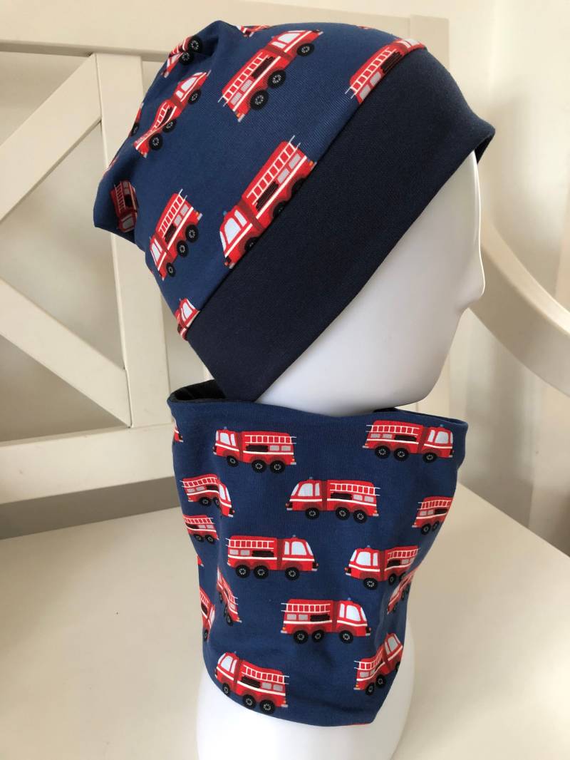 Beanie Loop Set Sterne Rosa Pink Kinder Mütze Streifen Pferde Feuerwehr von angiwithlove