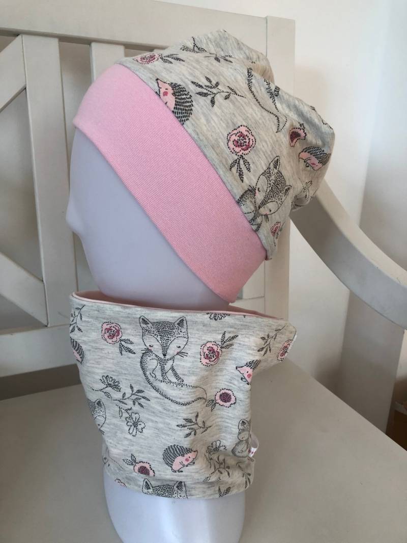 Set Beanie Loop Schal Monster Polizei Feuerwehr Traktor Mütze Jungen Kinder Gr. 44 - 56 von angiwithlove