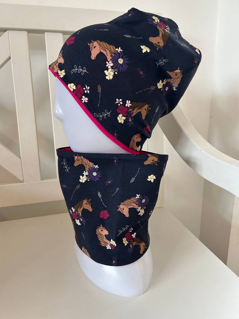 Set Beanie Loop Schal Mütze Sterne Pferde Feuerwehr Bagger Kinder Alle Größen von angiwithlove