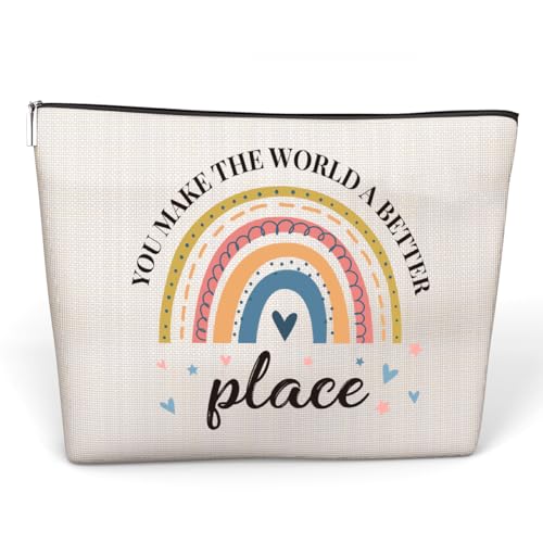 Inspirierende Geschenke für Frauen, You Make The World A Better Place Kosmetiktasche, Ermutigungsgeschenke, Make-up-Tasche, Geburtstagsgeschenke für Freundin, Schwester, Lehrer, Krankenschwester, von anhpover