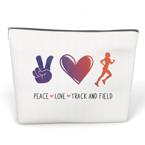 anhpover Laufgeschenke für Frauen, Frieden Liebe Track and Field Kosmetiktasche, Läufer-Geschenke, Make-up-Tasche, Weihnachtsgeburtstagsgeschenke für Freundin, Schwester, Tochter, von anhpover