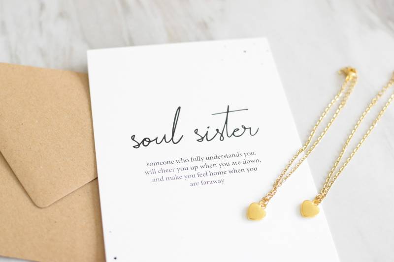 Freundschaftsset Soul Sister | Armbandset Geschenkkarte Beste Freundin Seelenverwandte Personalisierte Geschenkidee von anicalenadesigns