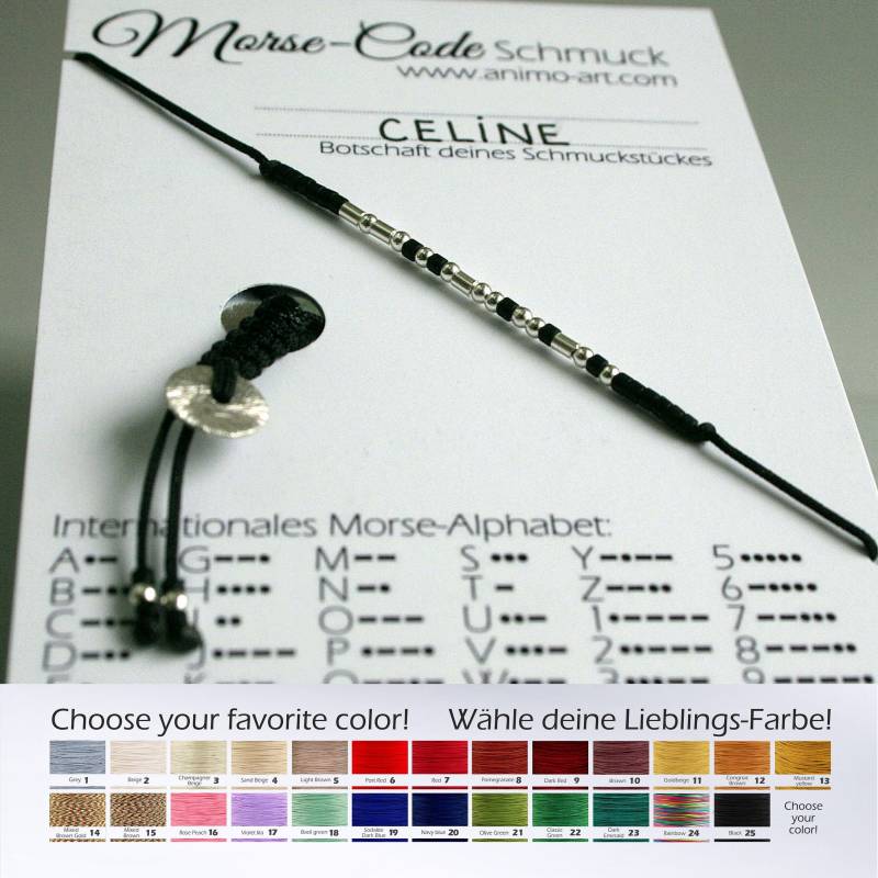 Geschenk Für Sie - Personalisiertes Armband Mit Name O. Lieblings-Wort Als Morse-Code 925 Silber von animoARTschmuck