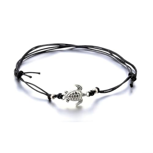 aninu Armband mit Schildkröte & GPS Live Tracking + App – Turtles Fußkettchen für Damen, Partner Armbänder für Frauen, Mädchen & Kinder, Surfer Freundschaftsarmbänder, Boho Schmuck, Couple (Black) von aninu