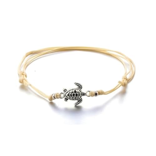 aninu Armband mit Schildkröte & GPS Live Tracking + App – Turtles Fußkettchen für Damen, Partner Armbänder für Frauen, Mädchen & Kinder, Surfer Freundschaftsarmbänder, Boho Schmuck, Couple (Sand) von aninu