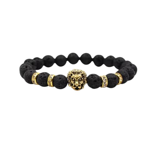 aninu Löwen Armband & GPS Live Tracking + App – Perlen Partnerarmbänder für Damen & Herren, Schmuck Freundschaftsarmband als Geschenk für Männer & Freund, Perlenarmband (Lava Gold) von aninu