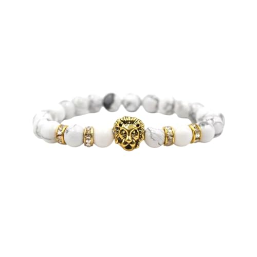 aninu Löwen Armband & GPS Live Tracking + App – Perlen Partnerarmbänder für Damen & Herren, Schmuck Freundschaftsarmband als Geschenk für Männer & Freund, Perlenarmband (Weiß Gold) von aninu