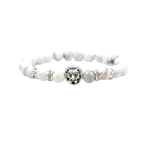 aninu Löwen Armband & GPS Live Tracking + App – Perlen Partnerarmbänder für Damen & Herren, Schmuck Freundschaftsarmband als Geschenk für Männer & Freund, Perlenarmband (Weiß Silber) von aninu