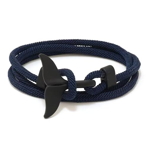 aninu Wal Armband mit Orca GPS Live Tracking mit App, Surferarmband mit Walflosse als Anhänger, Stoffarmband Wickelarmband Perfekte Geschenke für Frauen & Männer (Navy) von aninu