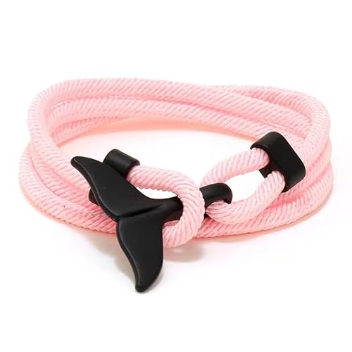 aninu Wal Armband mit Orca GPS Live Tracking mit App, Surferarmband mit Walflosse als Anhänger, Stoffarmband Wickelarmband Perfekte Geschenke für Frauen & Männer (Rose) von aninu