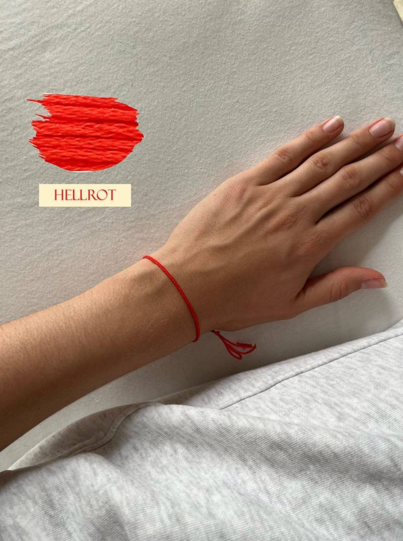 Schmales Dezentes Süßes Geflochtenes Freundschaftsarmband Hellrot Rot Einfarbig Red String Minimalistisch Dünn Für Frauen Und Männer von anitasbyme