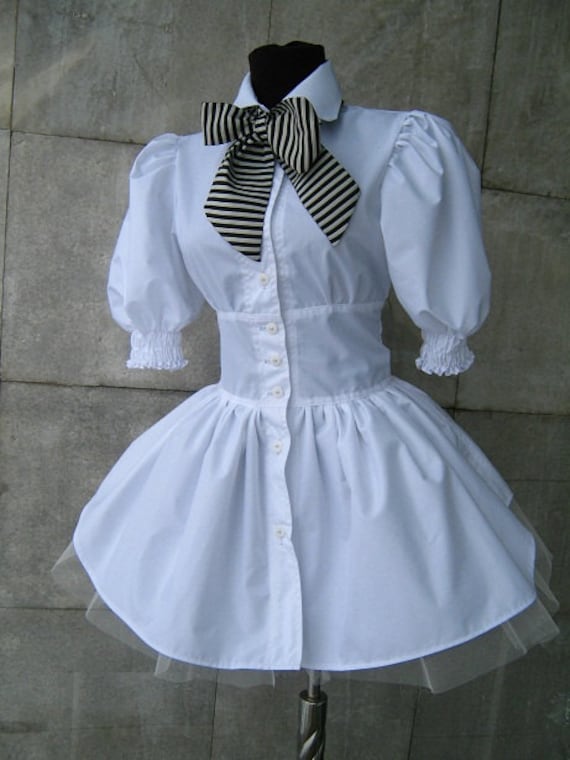 Unregelmäßige Weißes Hemd - Tunika Mit Krinoline von anitedesign