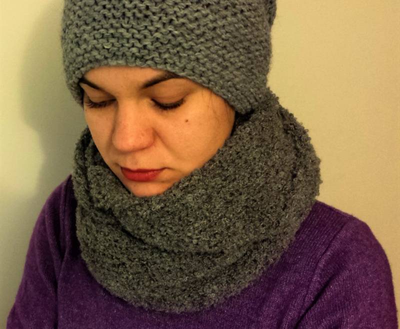 Handgestrickte Wrap, Handgestrickt Schal, Kutte, Circle Stricken Halswärmer, Weiche Grau, Warme Motorhaube, Alpaka, Wolle, Winter Motorhaube von ankapower