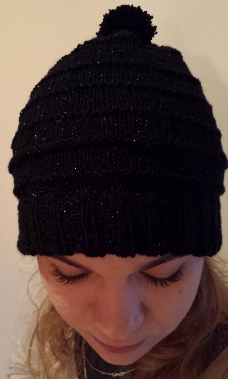 Knit Beanie Mütze Stricken Hut, Handgestrickt Mütze, Handgemachte Gestrickt Hut Frau, Schwarzer Hut-Sofort Lieferbar von ankapower