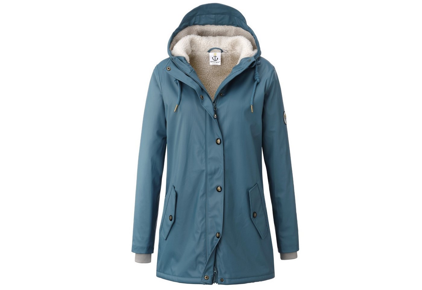 ankerglut Funktionsjacke Ankerglut Heldin Damen Winter Regenjacke Friesennerz große Größen Wasserdichter Winter-Regenmantel mit Teddyfleece-Futter von ankerglut