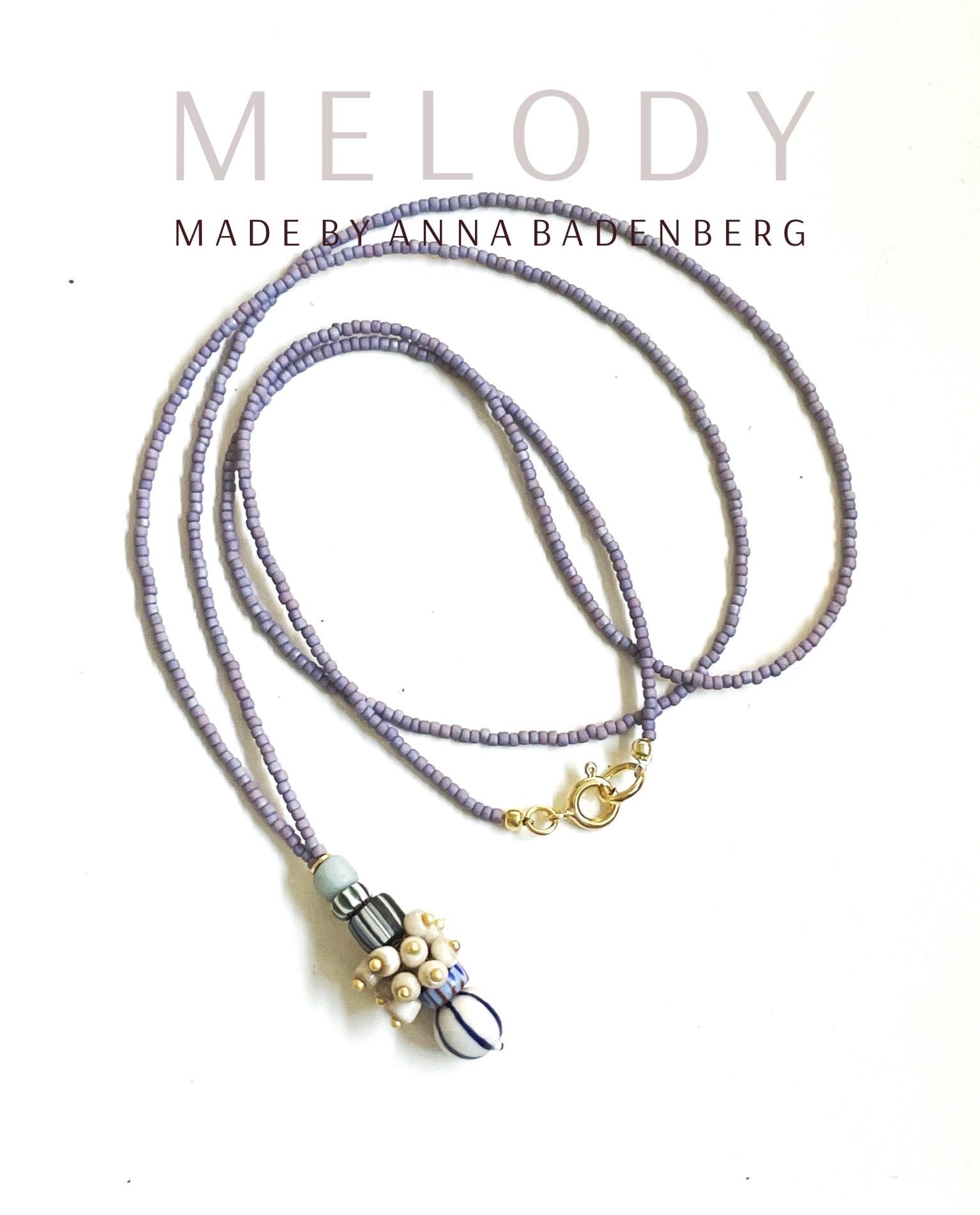 Kette Statement Im Talisman Design, Toho Seeds in Violett Farbverlauf, Keramik, Chevron Blau U. Offwhite, Natual Style, Ethno-Vibes von annabadenberg