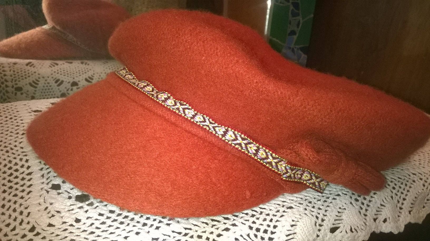 Cap, Farbe Orange Wolle Baskenmütze von annabeecharpe