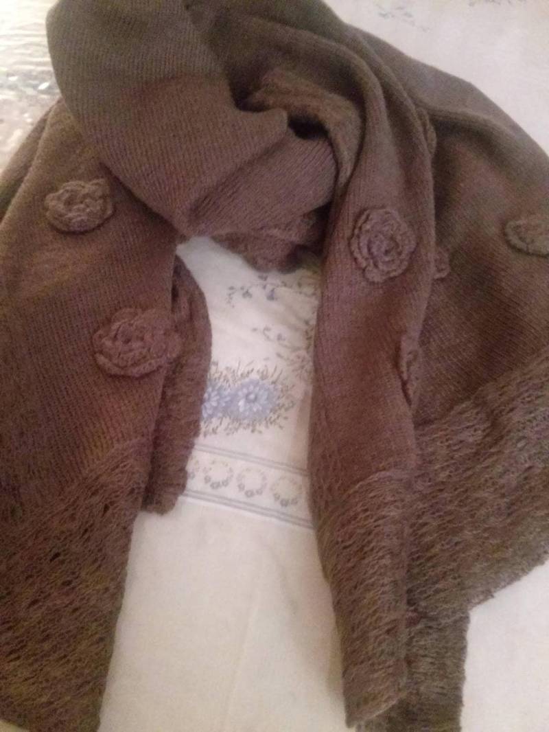 Schal in Baumwolle Angorabraun Farbe, Frau, Mädchen, Kleidung Geschenk Accessoire Frau von annabeecharpe