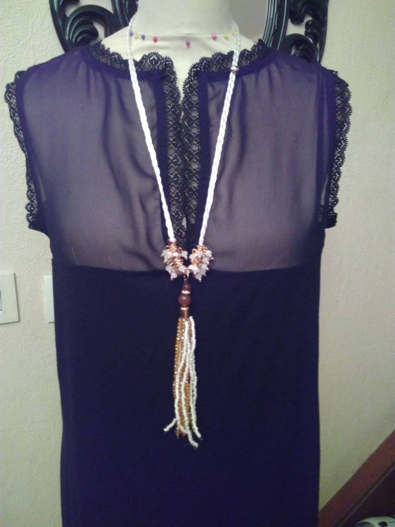 Halskette in Angelschnur Und Glasperlen, Handgemacht, Schmuck Frau, Mädchen, Geschenk Mädchen von annabefaitmain