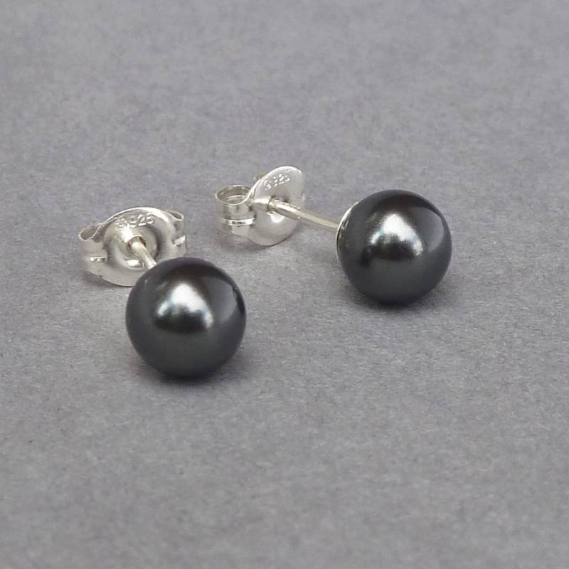 6 Mm Dunkelgrau Perlen Ohrstecker - Schwarze Swarovski Perle Charcoal Grau Alltags Schmuck Für Frauen Geschenke Sie 6 Mm Dunkelgrau Perlen Ohrstecker - Schwarze Swarovski Perle Charcoal Grau Alltags Schmuck Für Frauen Geschenke Sie von annakingjewellery