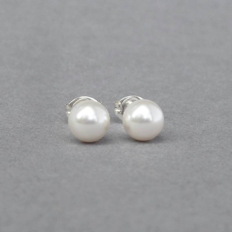 6 Mm Weiße Perlen Ohrstecker - Kleine Elfenbein Swarovski Perle Magnolia Brautschmuck Einfache Brautjungfern Geschenke/Accessoires von annakingjewellery