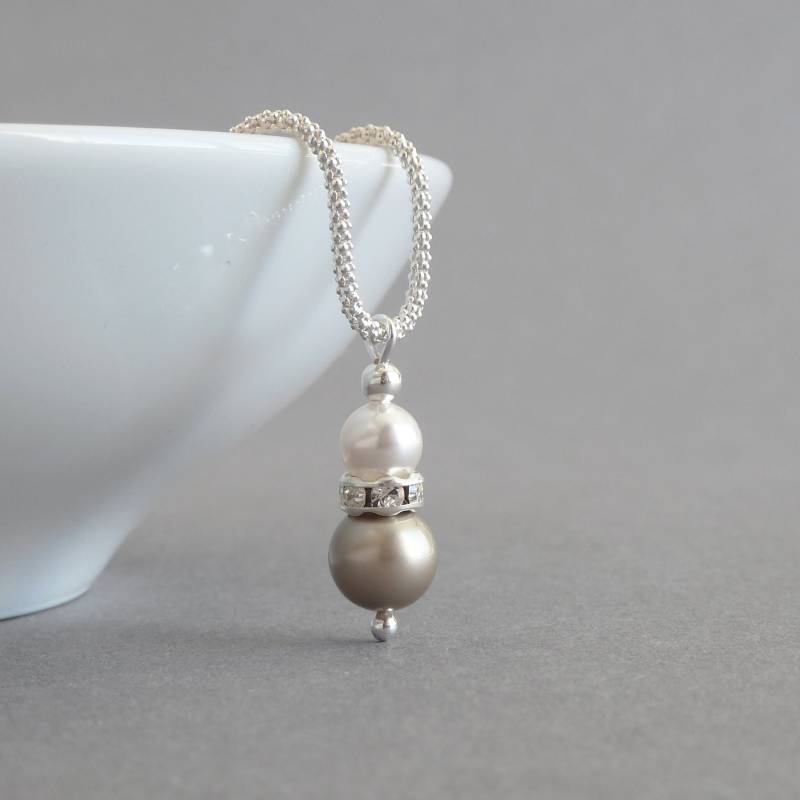 Champagner Und Weiße Perlen Halskette - Taupe 2 Tropfen Anhänger Kaffee Hochzeitsschmuck Für Frauen Sie Champagner Und Weiße Perlen Halskette - Taupe 2 Tropfen Anhänger Kaffee Hochzeitsschmuck Für Frauen Sie von annakingjewellery