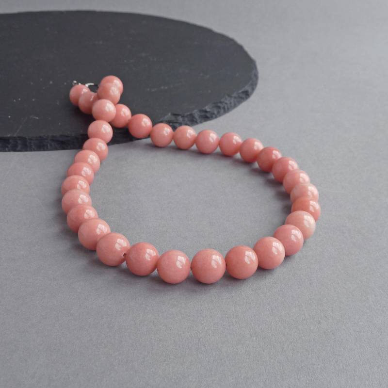 Chunky Altrosa Halskette - Powder Rose Perlenkette Weiche Rosa Stein Perlen Schmuck Dusty Pink Weihnachten/Geburtstag Geschenke Für Frauen von annakingjewellery
