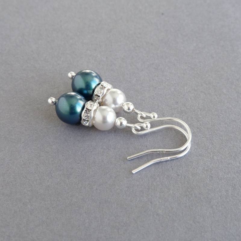 Dunkelgrüne Träne Baumeln Ohrringe - Petrol Und Weiß 2 Perle Tropfen Aquamarine Brautjungfer Geschenke Pfauenblau Schmuck Für Frauen Dunkelgrüne Träne Baumeln Ohrringe - Petrol Und Weiß 2 Perle Tropfen Aquamarine Brautjungfer Geschenke Pfauenblau Schmuck Für Frauen von annakingjewellery