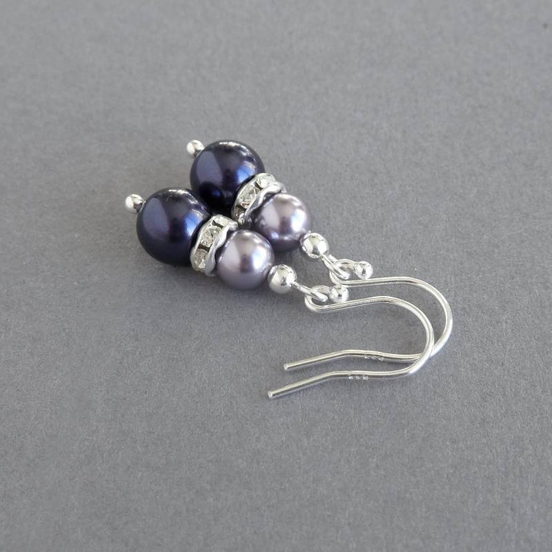 Dunkellila Perlenohrringe - Auberginen-Hochzeitsschmuck Flieder- Und Aubergine-Ohrringe Dusty Purple Brautparty/Brautjungfern-Geschenke von annakingjewellery