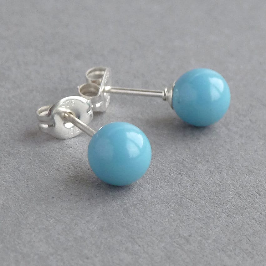 Himmel Blau Perle Ohrstecker - Türkis Swarovski Karibik Brautjungfer Schmuck Brautjungfern Geschenke Himmel Blau Perle Ohrstecker - Türkis Swarovski Karibik Brautjungfer Schmuck Brautjungfern Geschenke von annakingjewellery