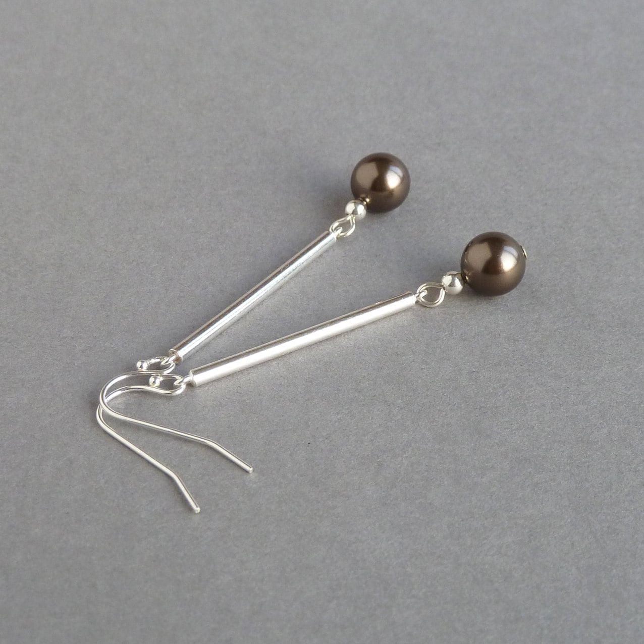 Schokoladen Perle Tropfen Ohrringe - Bronze Hochzeitsschmuck Lange Sterling Silber Braun Mutter Der Braut/Des Bräutigams Schokoladen Perle Tropfen Ohrringe - Bronze Hochzeitsschmuck Lange Sterling Silber Braun Mutter Der Braut/Des Bräutigams von annakingjewellery