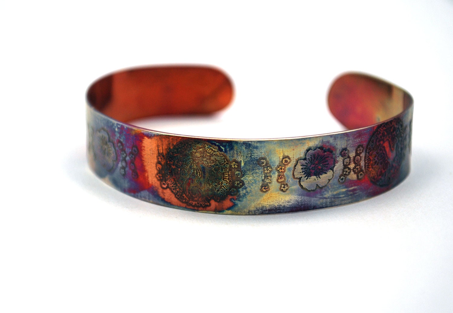 Geätztes Kupfer Manschette Armband - Mond Blick Hase Design Schmale Größe Geätztes Kupfer Manschette Armband - Mond Blick Hase Design Schmale Größe von annamcdade
