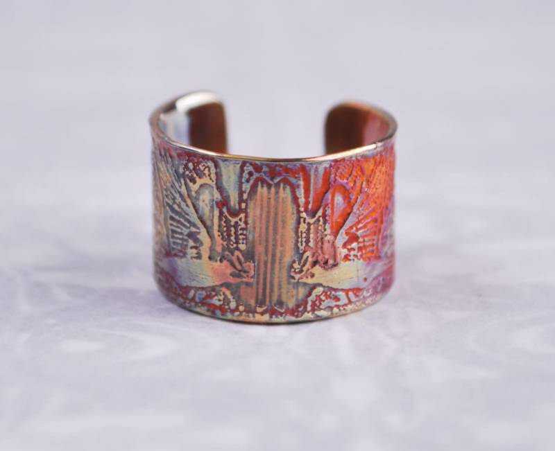 Kupfer-Turm Earcuff, Farbigen Kupfer Krähe Geätzte Earcuff Kupfer-Turm Earcuff, Farbigen Kupfer Krähe Geätzte Earcuff von annamcdade