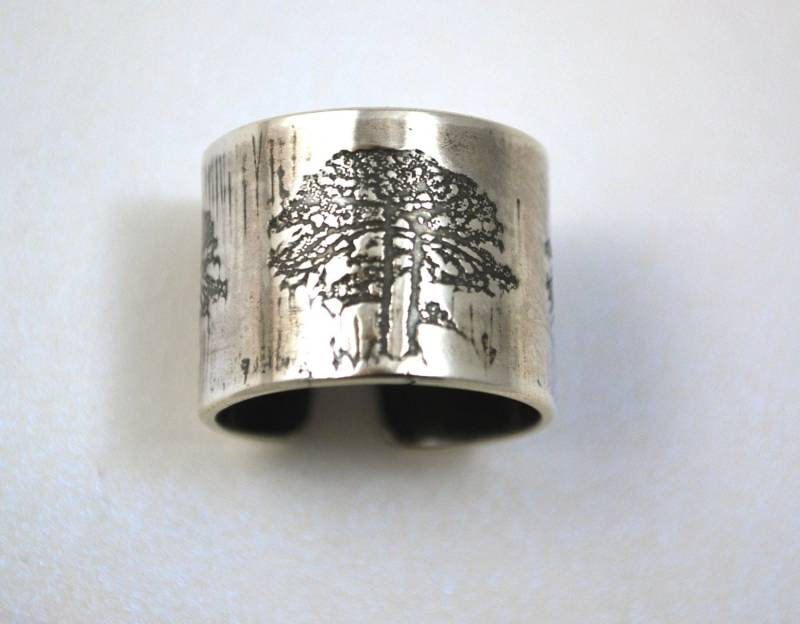 Verstellbarer Geätzter Silberring - Baum Oder Elster Oxidiert Verstellbarer Geätzter Silberring - Baum Oder Elster Oxidiert von annamcdade