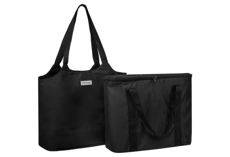 anndora Shopper 2 in 1 Doppeltasche Einkaufstasche mit Kühlfunktion, Isoliertasche mit Reißverschluss - Tragehenkel an beiden Taschen von anndora