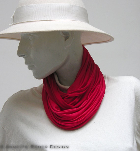 Schlauchschal Rundschal Seide Jersey Rot von annettereher