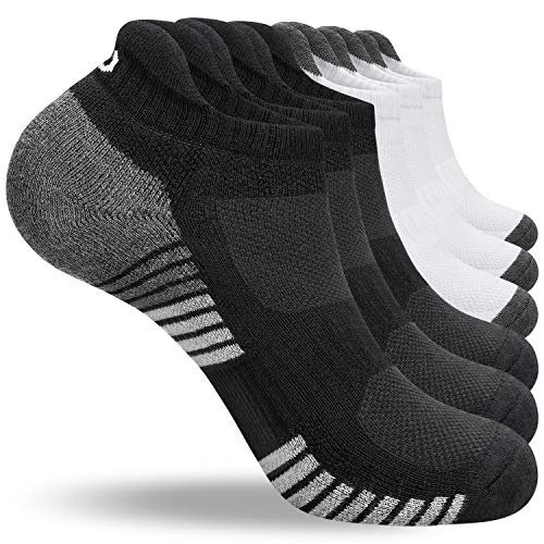 anqier 6 Paar Sneaker Socken Herren 43-46 39-42 35-38 47-50 Baumwolle Sportsocken Damen Gepolsterte Laufsocken Schwarz Weiß Grau Atmungsaktiv Kurz socken von anqier