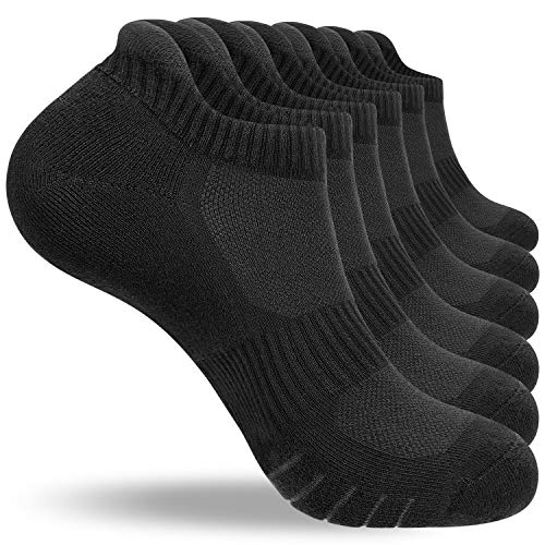 anqier 6 Paar Sneaker Socken Herren 43-46 39-42 35-38 47-50 Baumwolle Sportsocken Damen Gepolsterte Laufsocken Schwarz Weiß Grau Atmungsaktiv Kurz socken von anqier