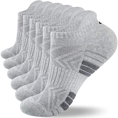 anqier Sneaker Socken Herren 43-46 Baumwolle Sportsocken Damen 39-42 35-38 47-50 Atmungsaktiv Wandersocken Gepolsterte Laufsocken Trekkingsocken Hochleistung 6 Paar von anqier