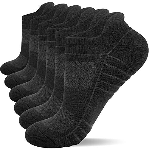 anqier Sneaker Socken Herren 43-46 Baumwolle Sportsocken Damen 39-42 35-38 47-50 Atmungsaktiv Wandersocken Gepolsterte Laufsocken Trekkingsocken Hochleistung 6 Paar von anqier